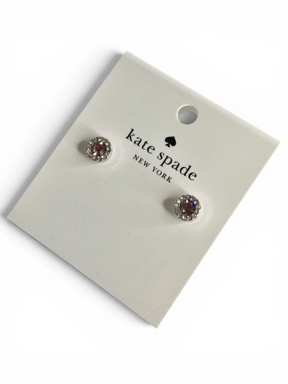 Kate Spade “You’re a Gem” Light Amethyst Pavé Halo Stud Earrings – NWT